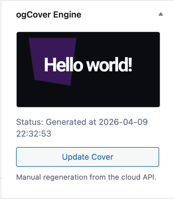 ogCover panel inside the WordPress post editor